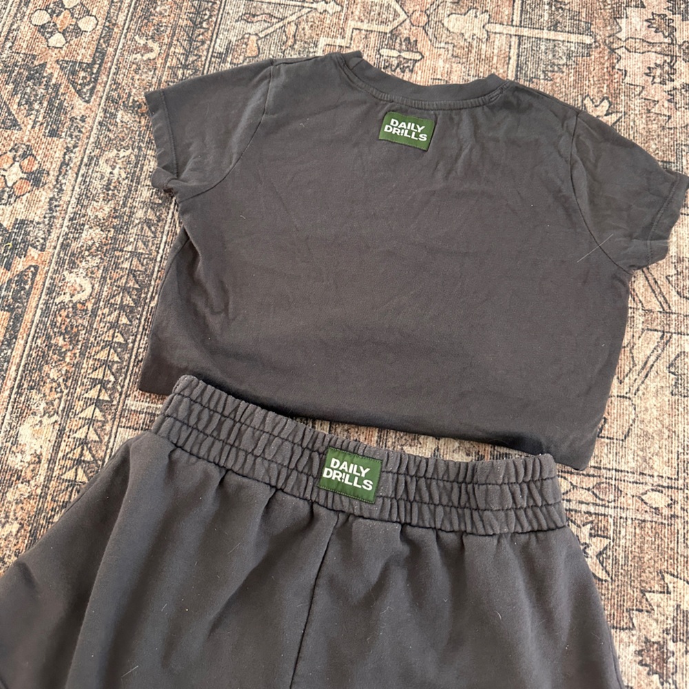 Daily Drills vintage black Tee and Shorts Set